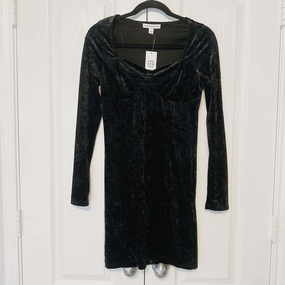 And Now This Woman Velvet Black Dress Long Sleeves Size Small - Picture 1 of 12